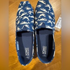 TOMS Navy Canvas Slip-On Shoes- Alpargata Blue Glow in the Dark Whales